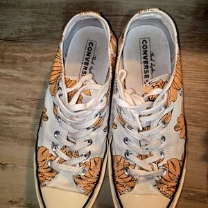 Converse Women's Floral Sneakers - White and Orange